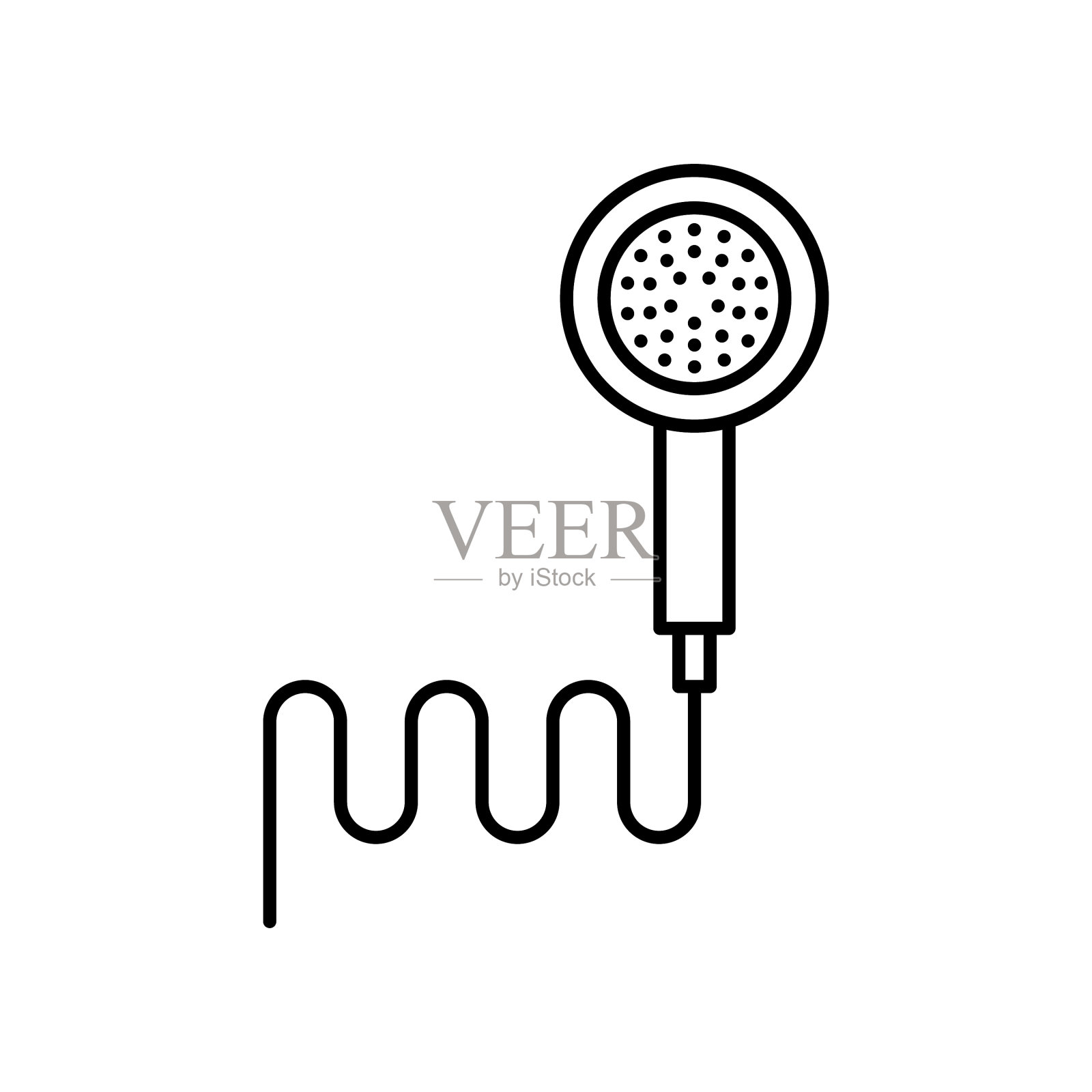 黑色轮廓淋浴喷头标志图标素材