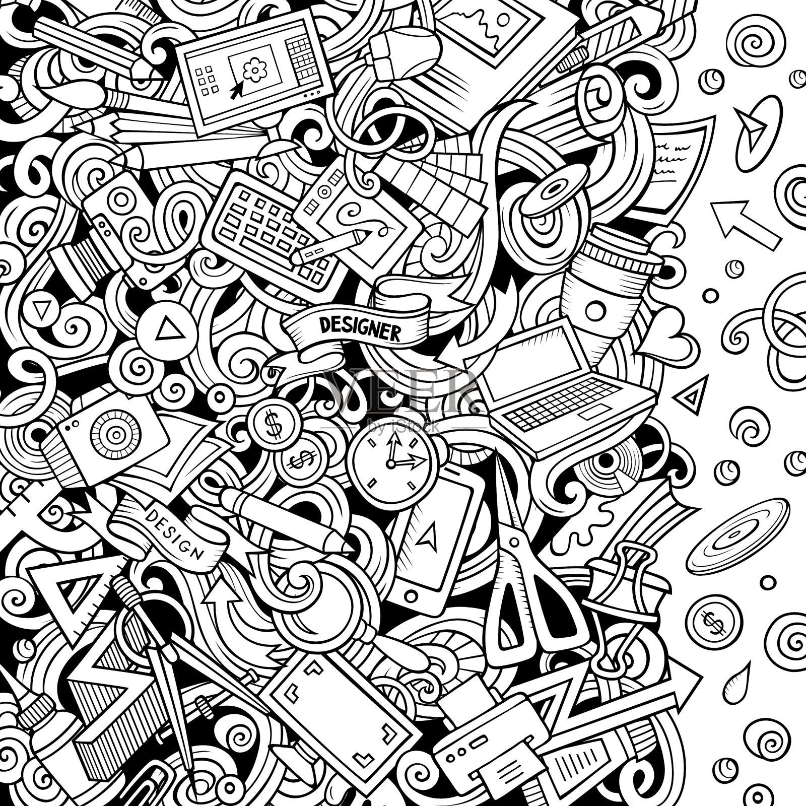 卡通涂鸦设计卡艺术有趣的边界插画图片素材