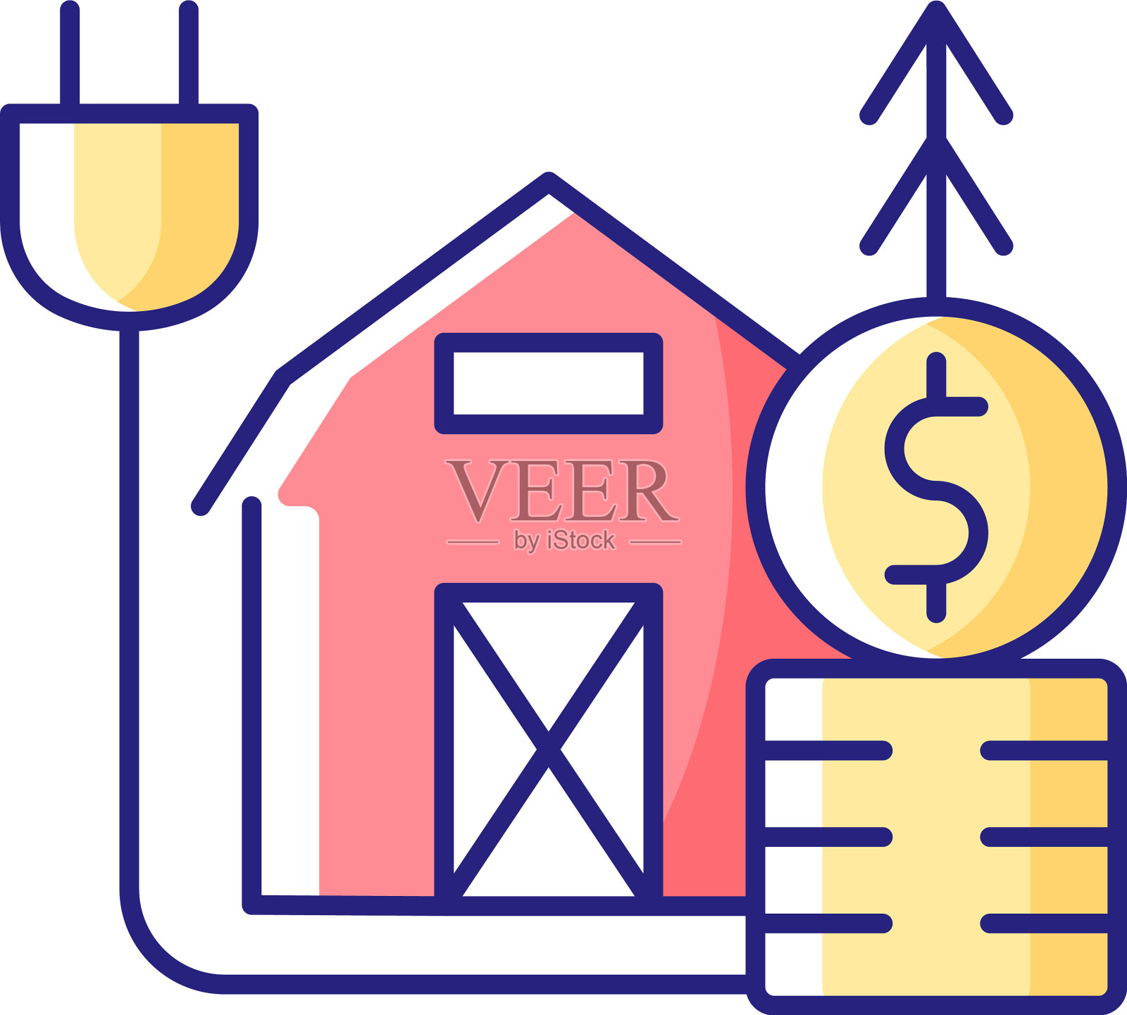 乡村能源价格RGB彩色图标设计元素图片