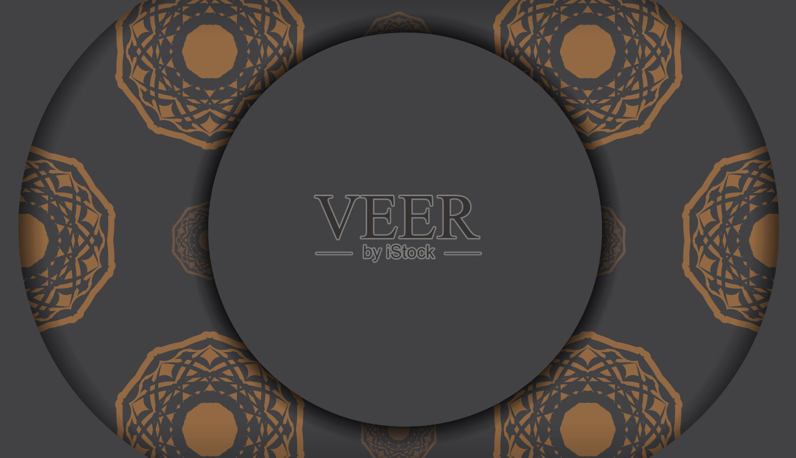 模板印刷设计明信片在灰色与希腊图案。矢量准备的邀请卡与地方为您的文本和复古装饰插画图片素材