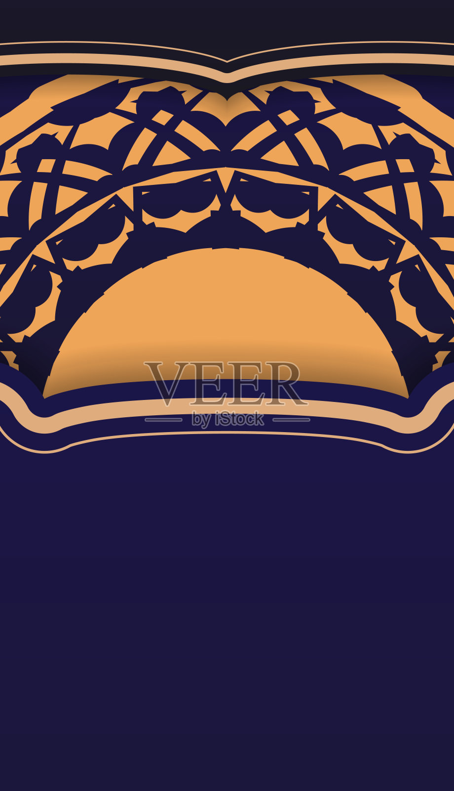 豪华的卡设计在蓝色豪华的装饰。向量邀请卡与您的文本和复古图案的地方插画图片素材