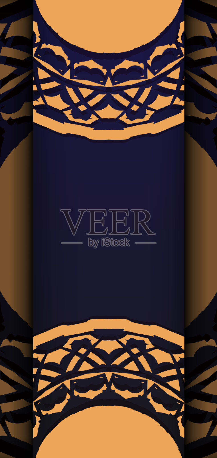 准备一张有你的文字和复古图案的邀请卡。豪华模板印刷设计的明信片在蓝色豪华装饰插画图片素材