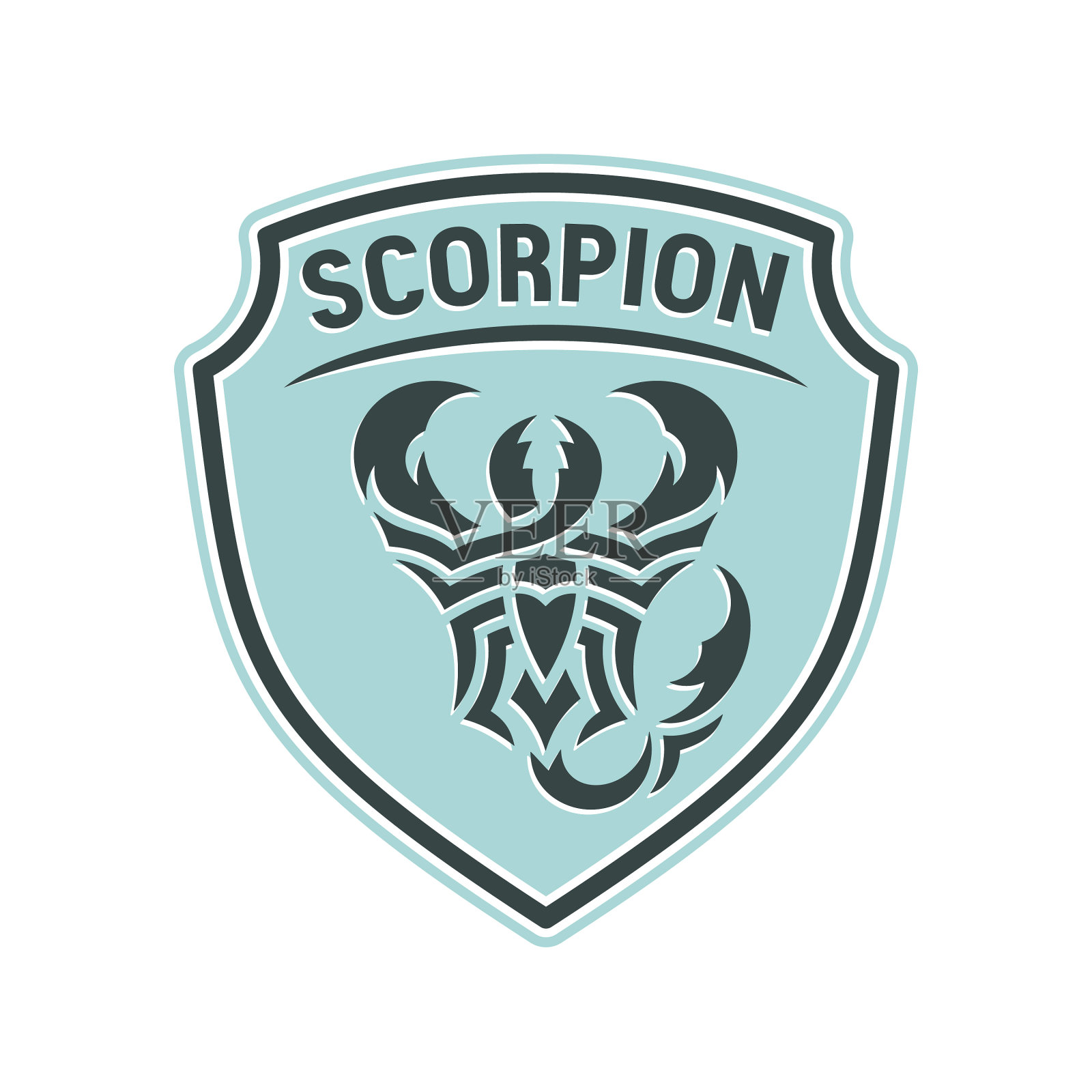 蝎子标志和盾上的文字设计元素图片