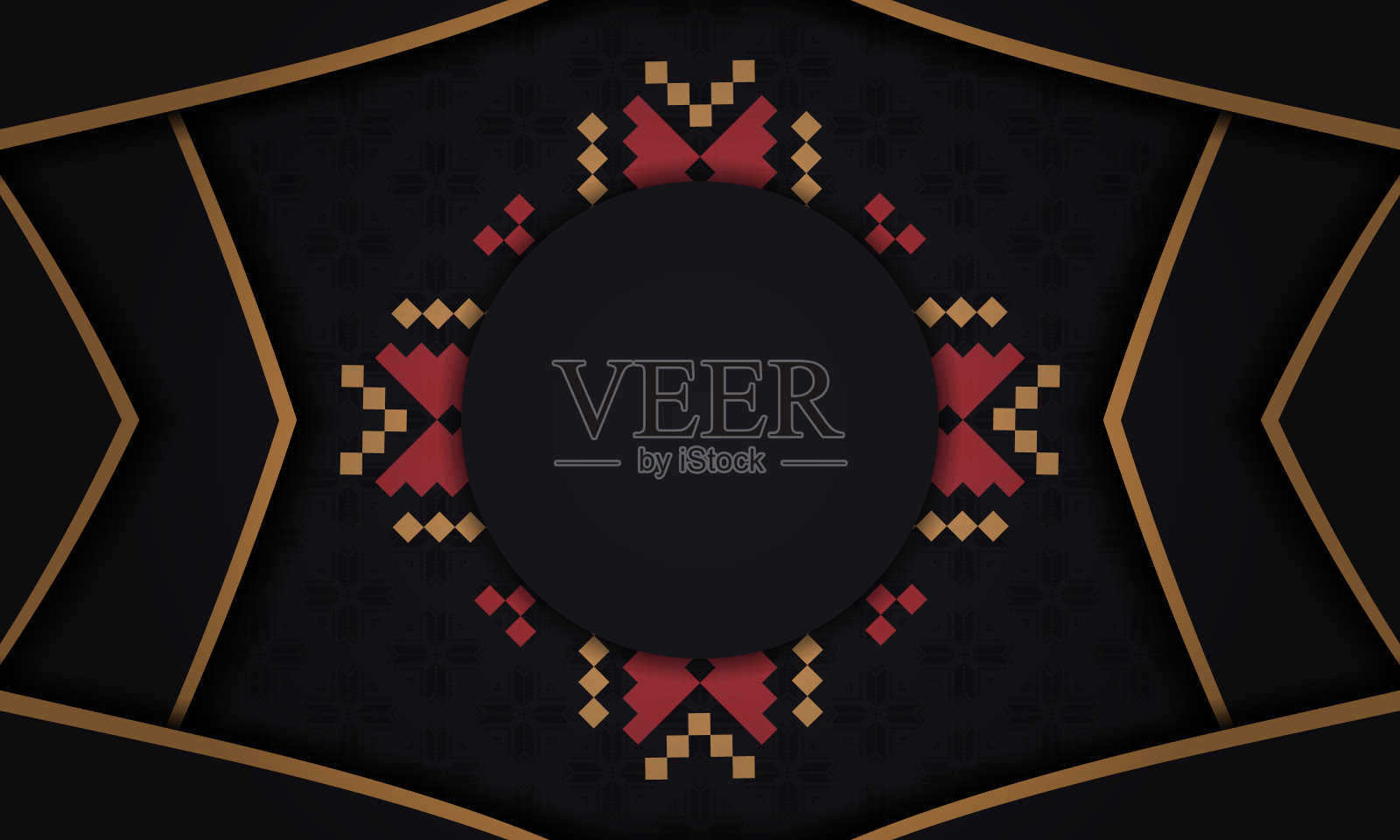 模板明信片印刷设计与豪华装饰。黑色向量横幅与斯洛文尼亚装饰品为您的标志插画图片素材