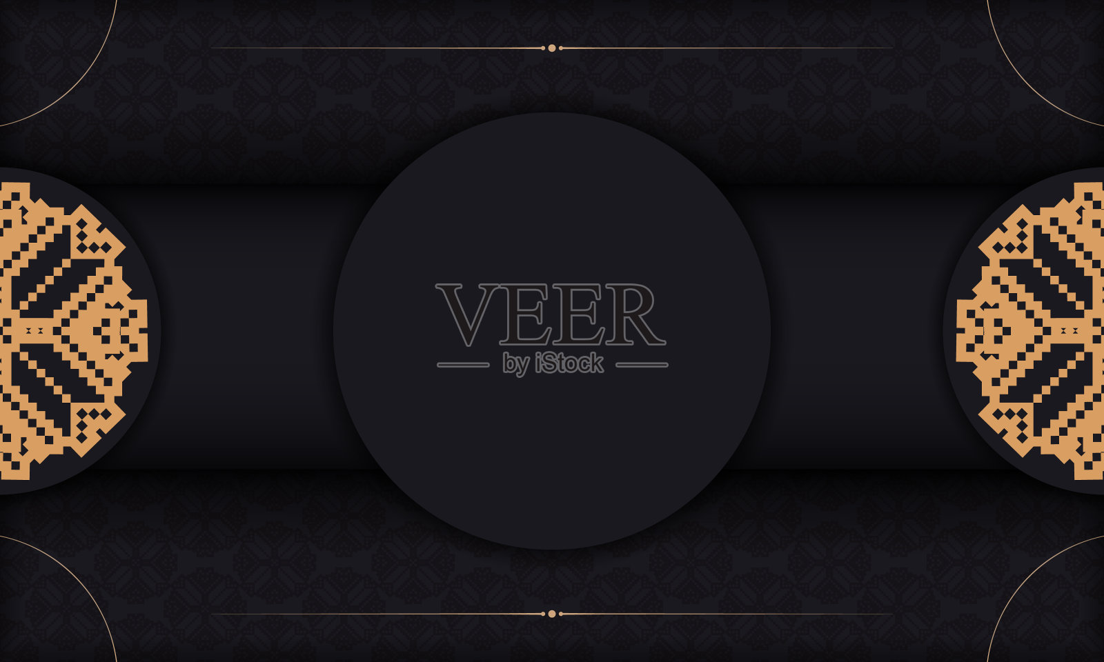 模板明信片印刷设计与豪华装饰。黑色向量横幅与斯洛文尼亚装饰和地方为您的徽标和文本插画图片素材