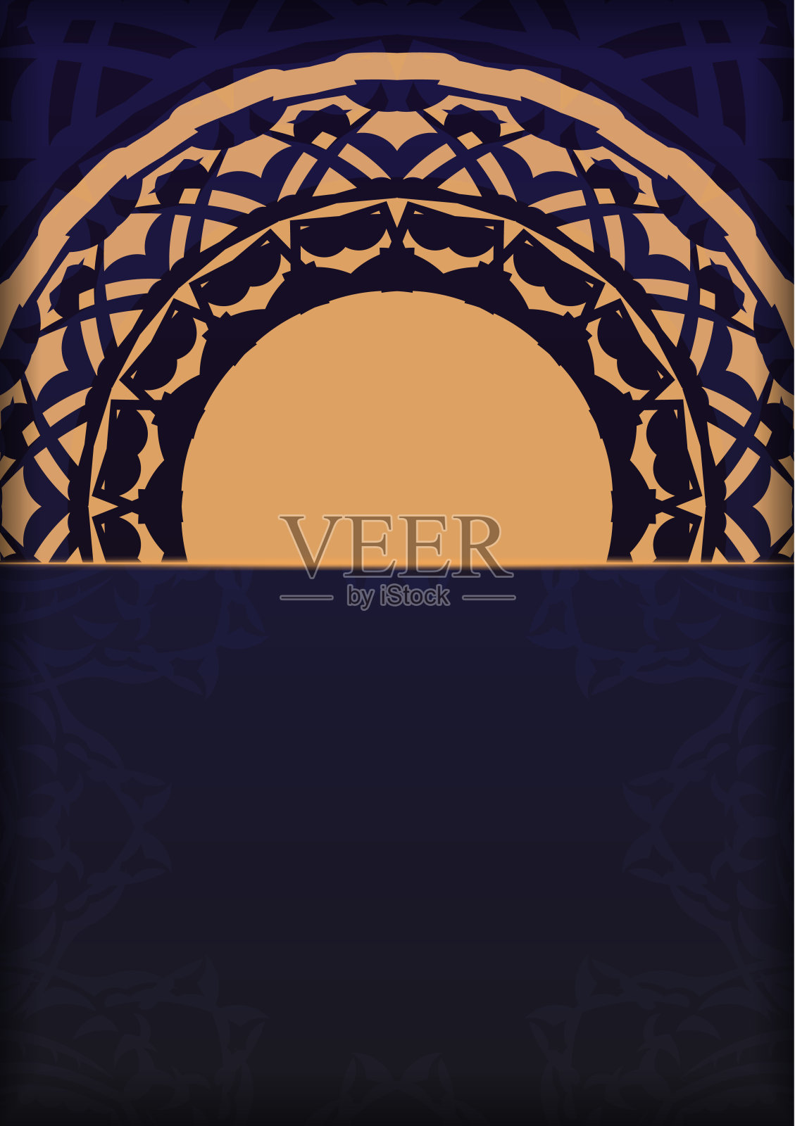 邀请卡设计与您的文本和复古图案的空间。豪华卡设计在蓝色豪华装饰插画图片素材