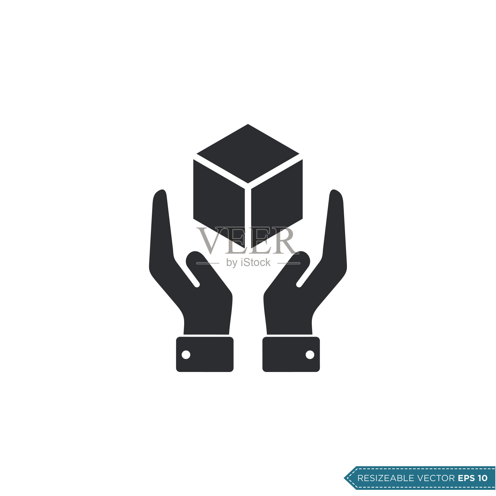 小心轻放标志。包装图标矢量模板平面设计插画图片素材