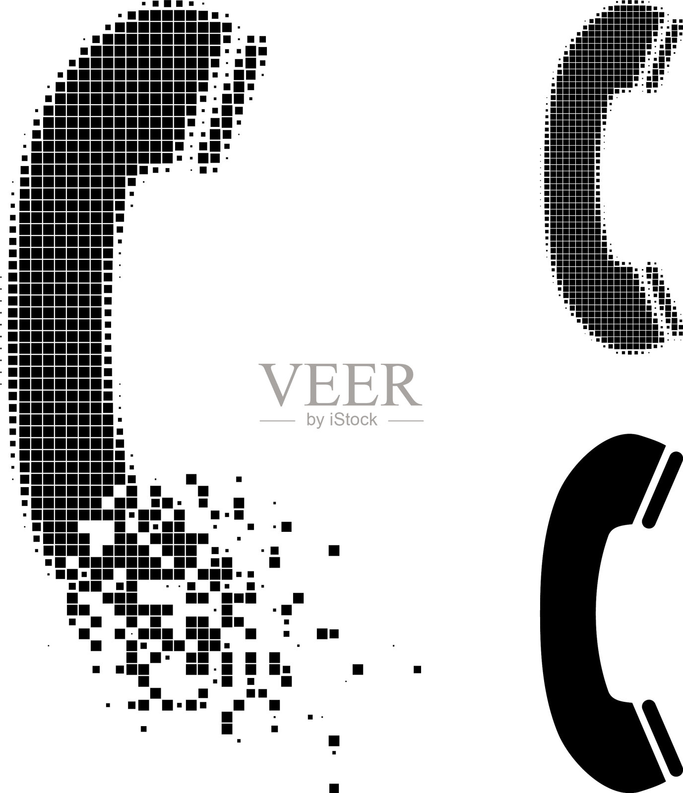 分解和半色调像素手机插画图片素材