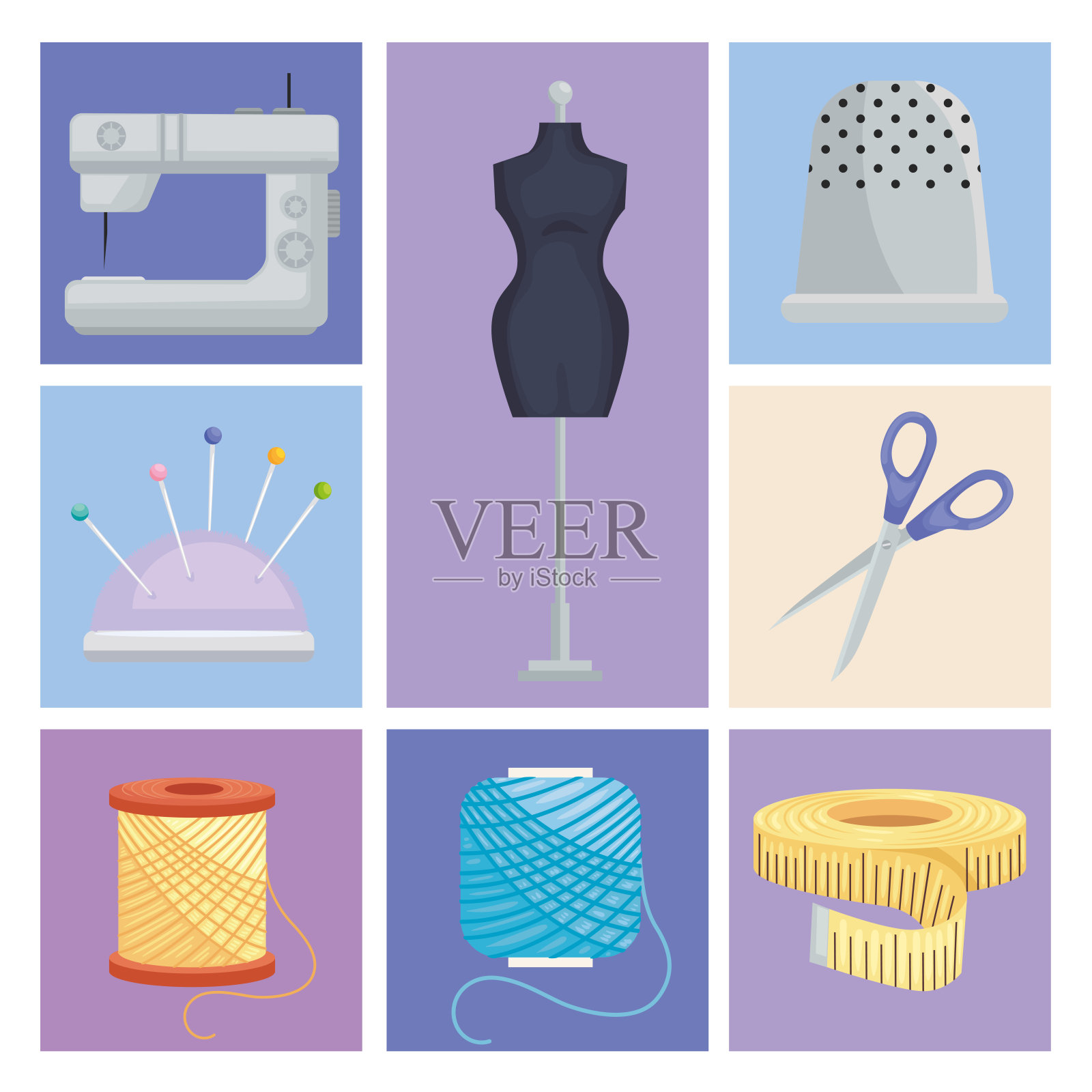 缝纫和裁缝图标插画图片素材