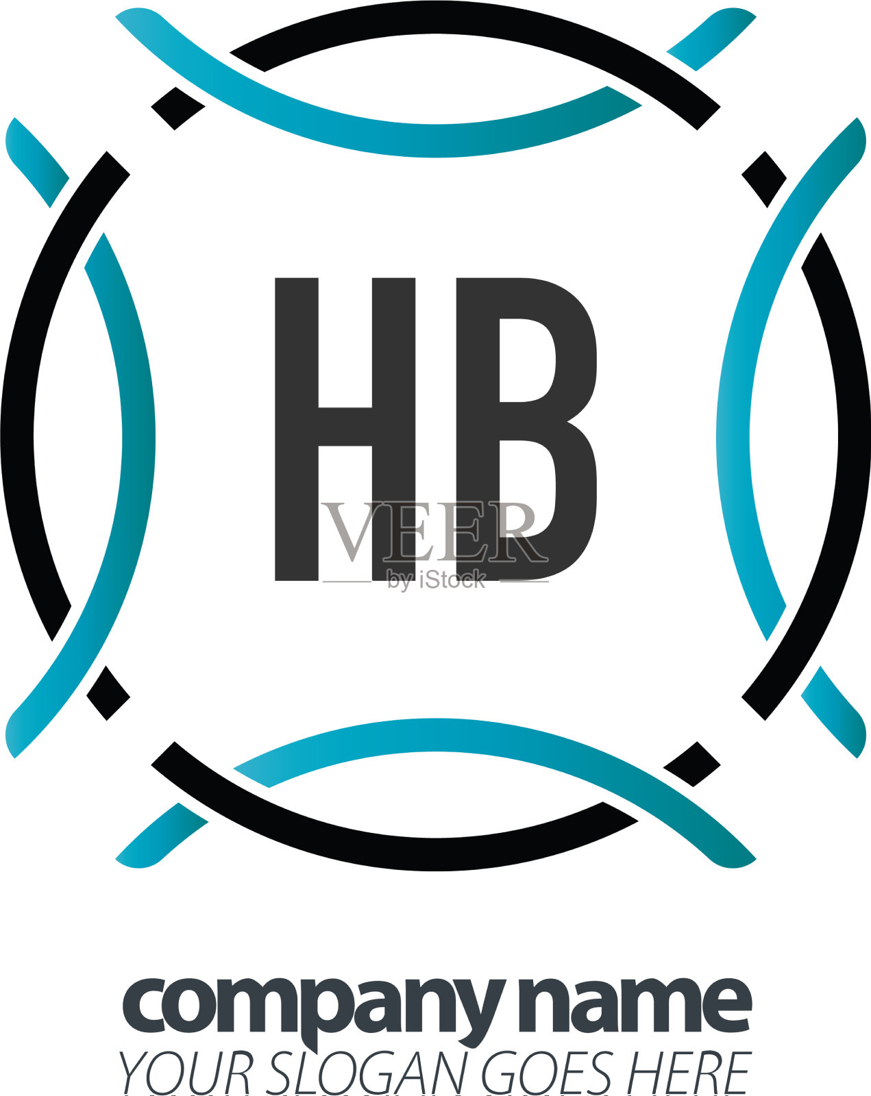 首字母hb圆圈运动标志设计插画图片素材