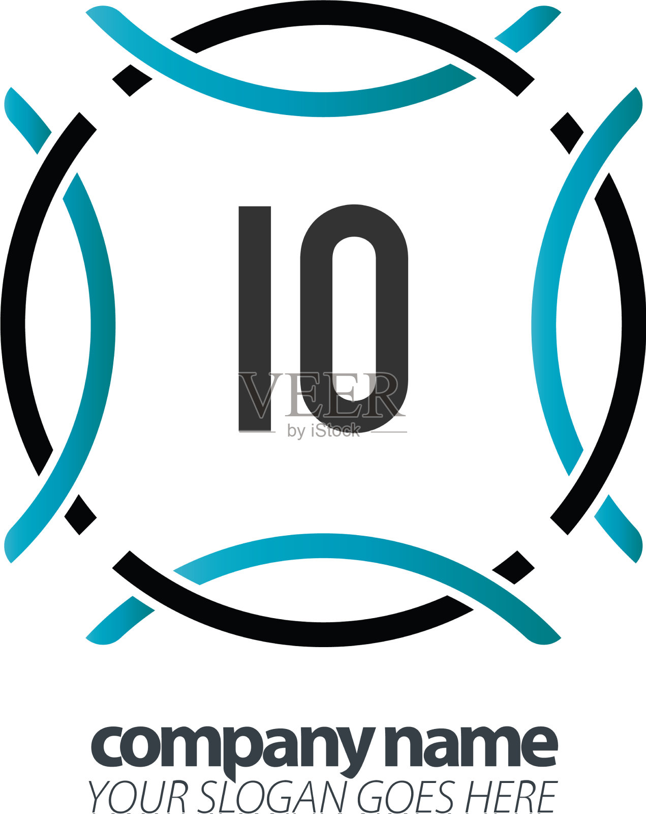 首字母IO圈运动标志设计插画图片素材