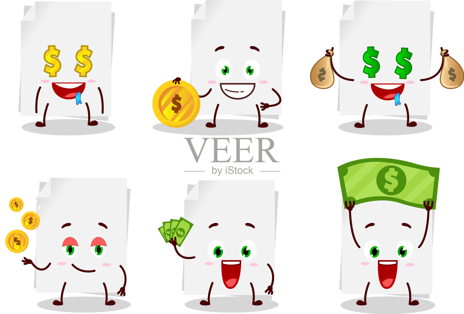 白纸上的卡通人物很可爱插画图片素材