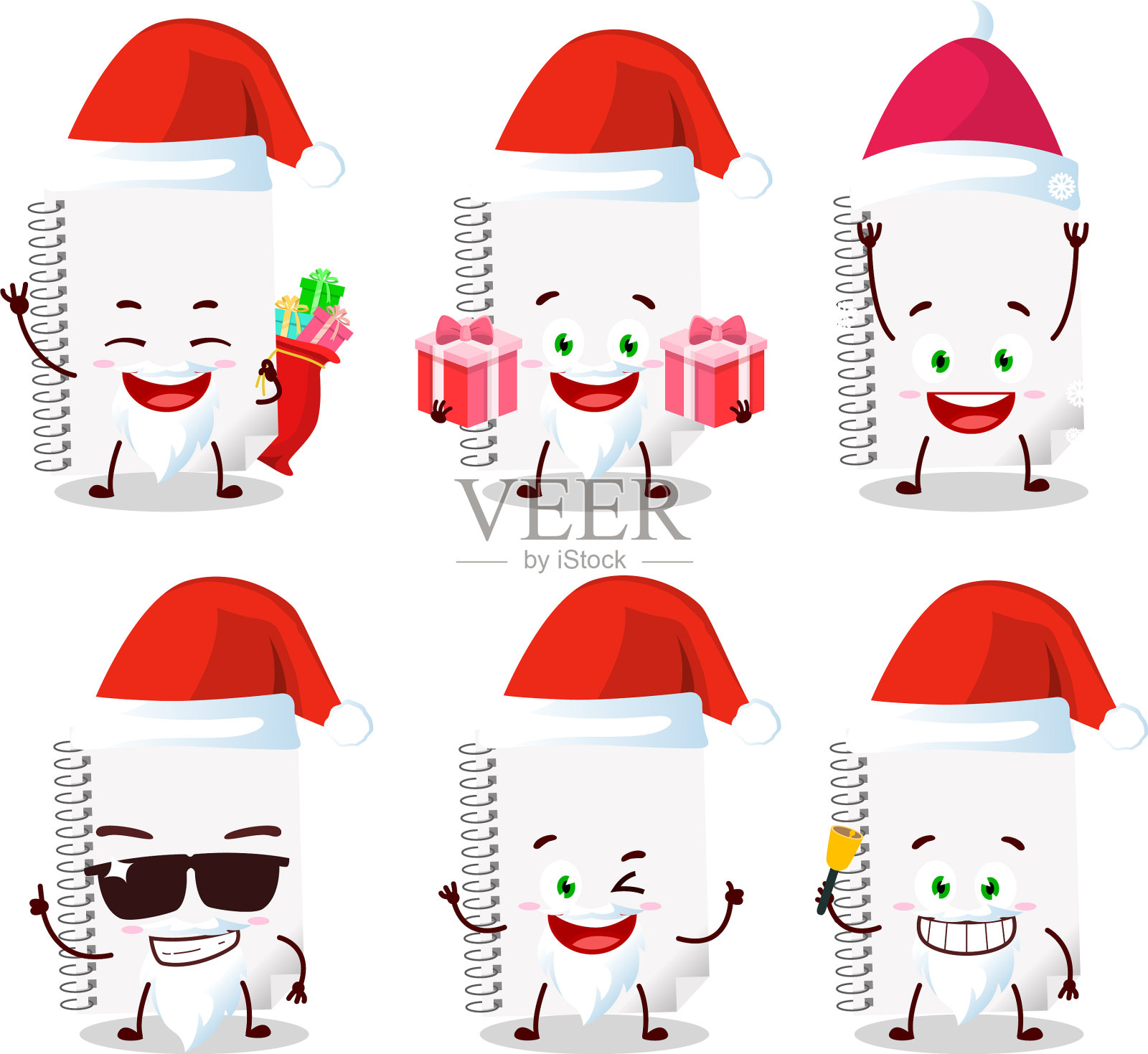 圣诞老人的白色螺旋表情设计模板素材