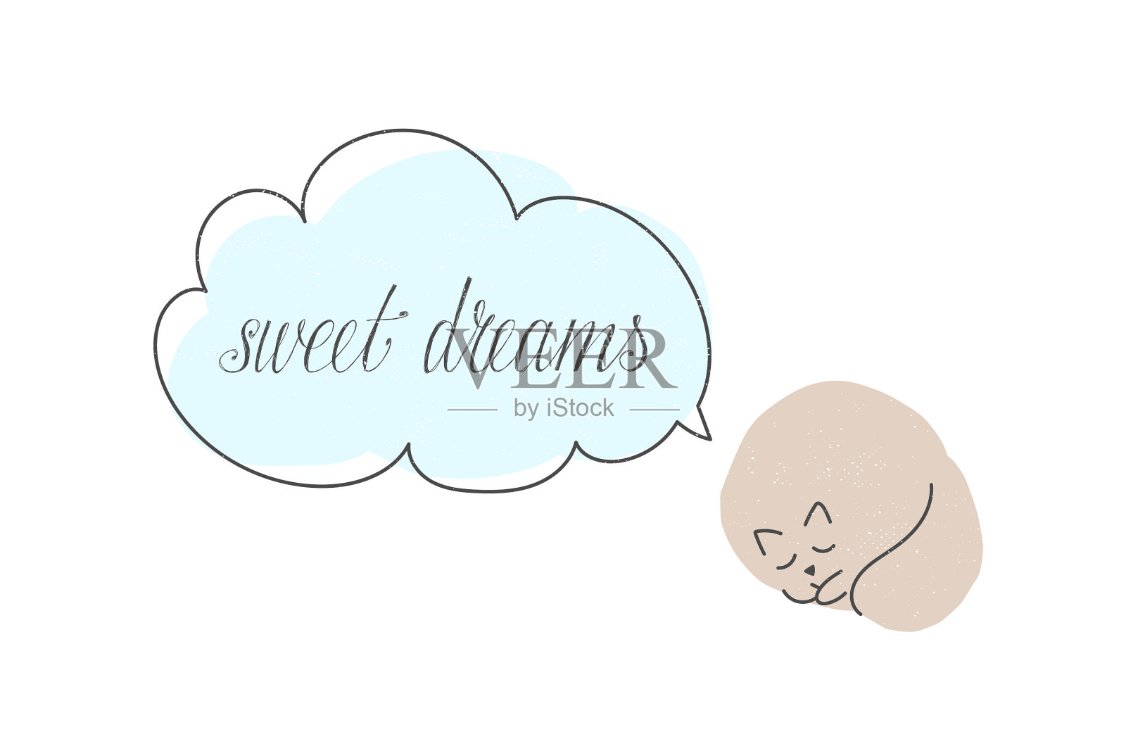 一只可爱的猫睡觉，做着甜甜的梦设计元素图片