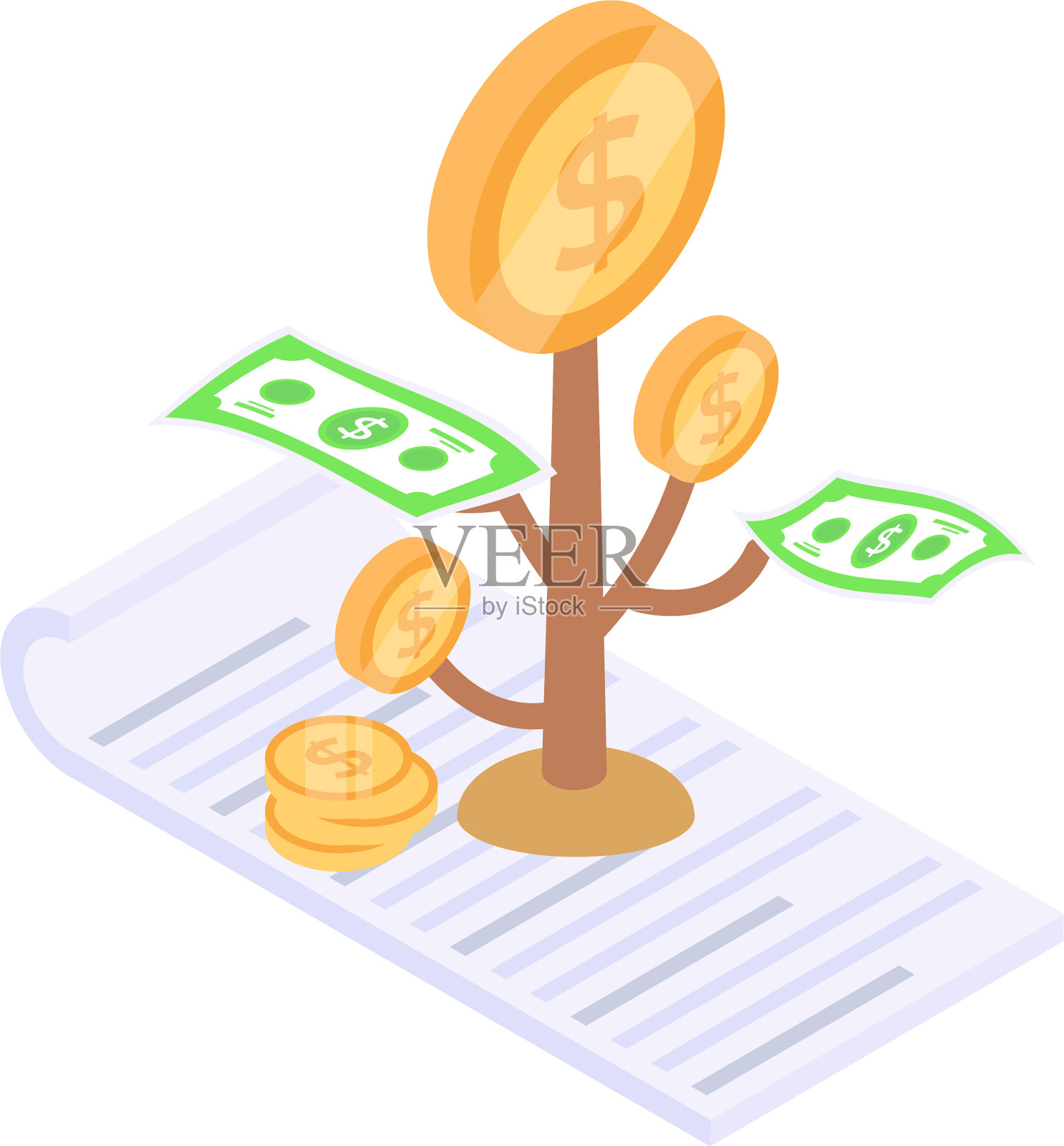 美元增长插画图片素材