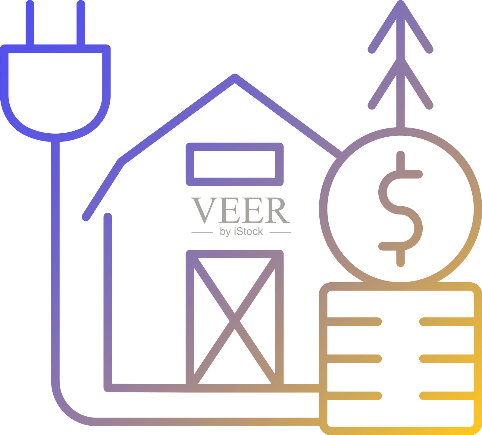 农村能源价格梯度线性图标设计元素图片