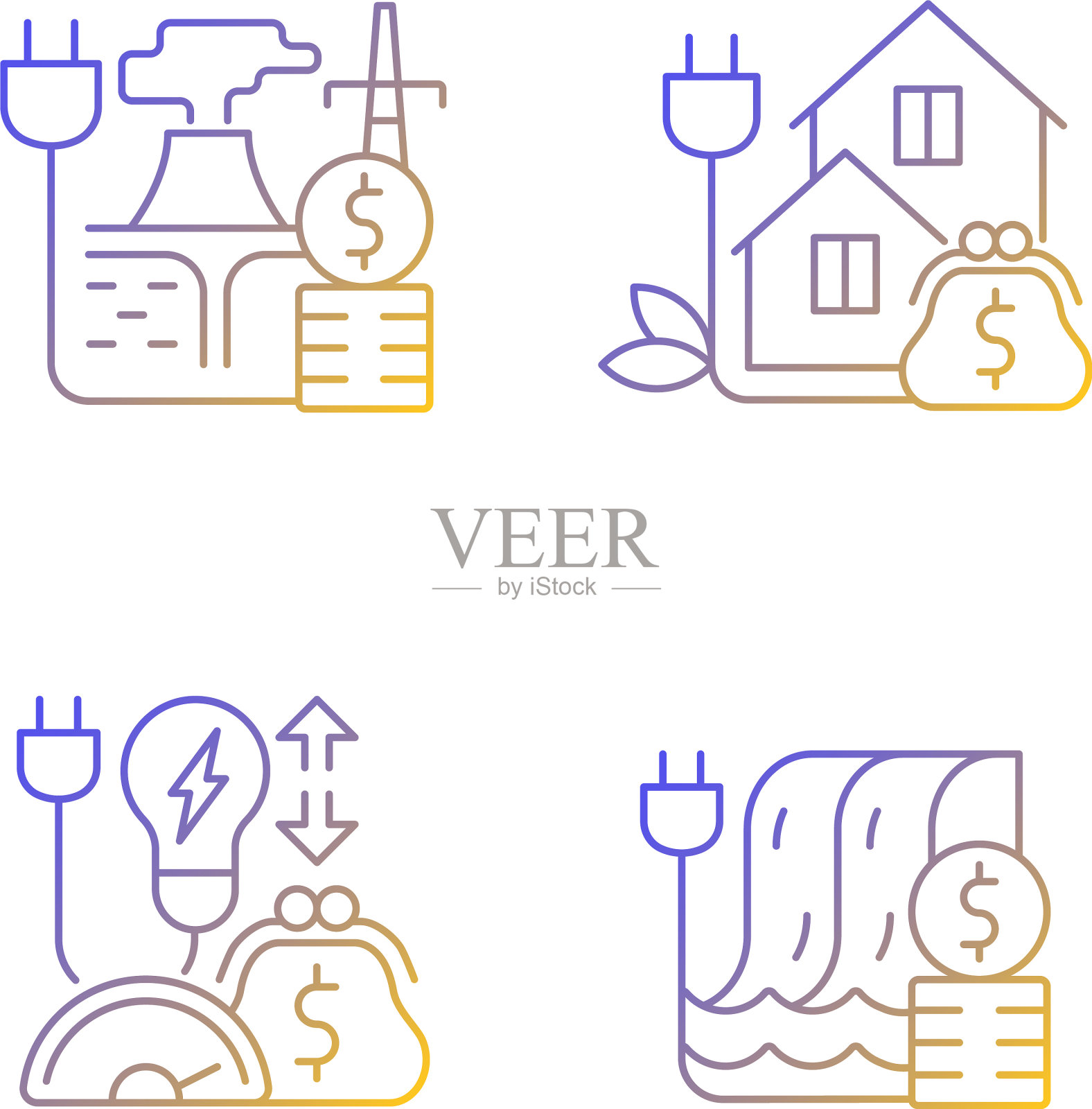 电功率梯度线性图标设置图标素材