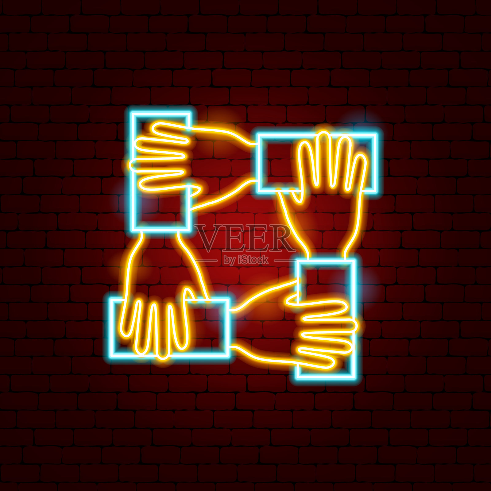 在一起的霓虹灯插画图片素材