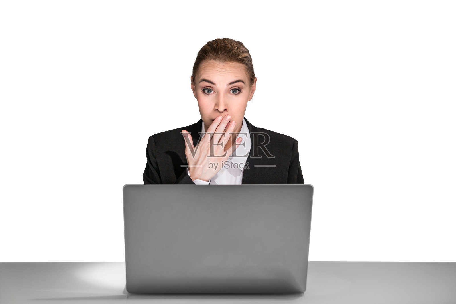 迷人的惊奇的年轻女商人的肖像正装照片摄影图片