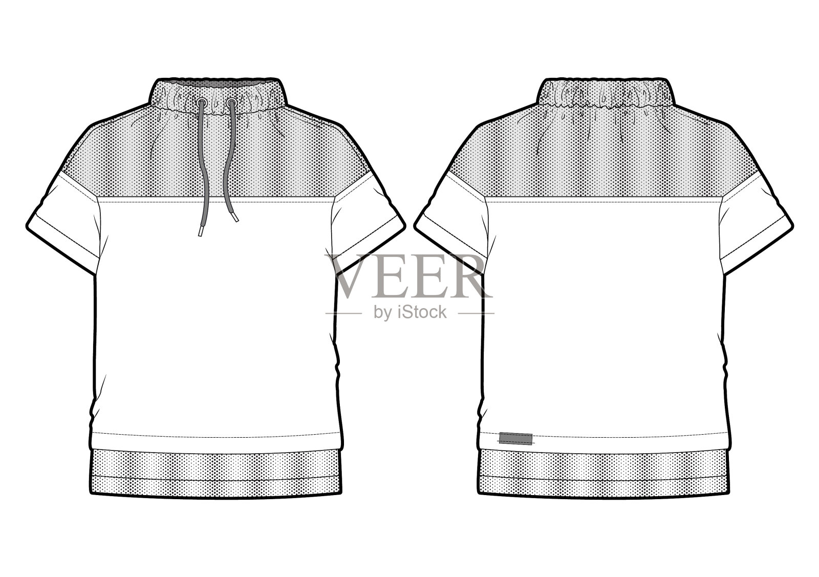 带有非传统颈部解决方案的运动t恤插画图片素材