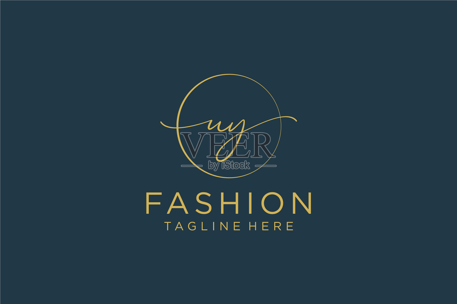 最初的ufeminine标志美丽的字母和插画图片素材