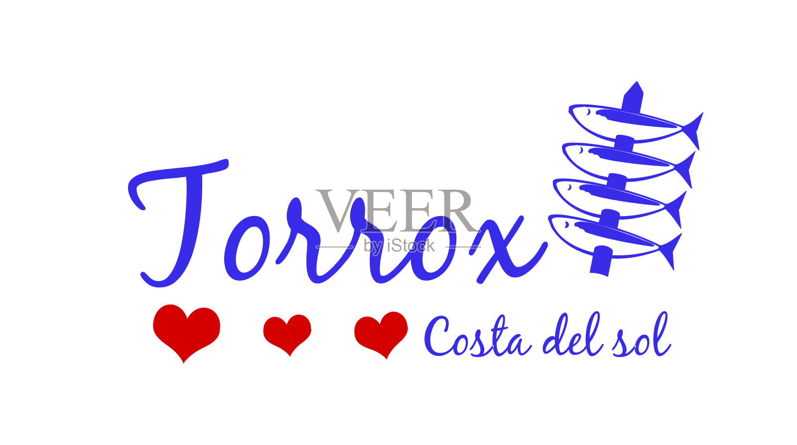 现代风格的Torrox标志。沙丁鱼串标志的纪念品插画图片素材