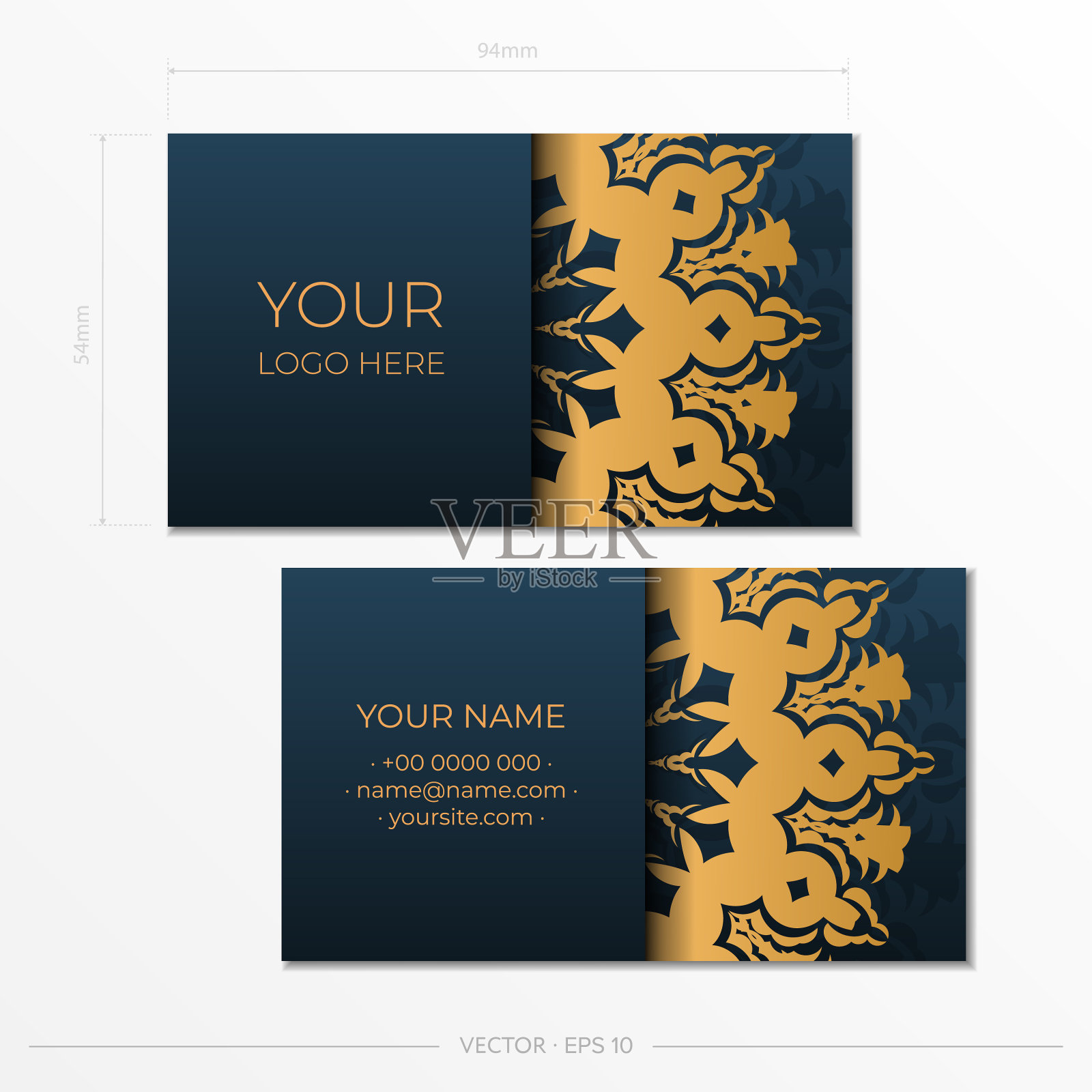 用蓝色模板装饰的名片插画图片素材