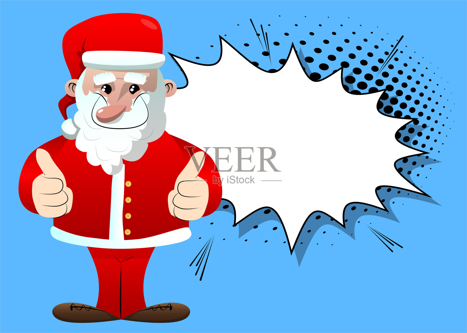 圣诞老人双手竖起大拇指。插画图片素材