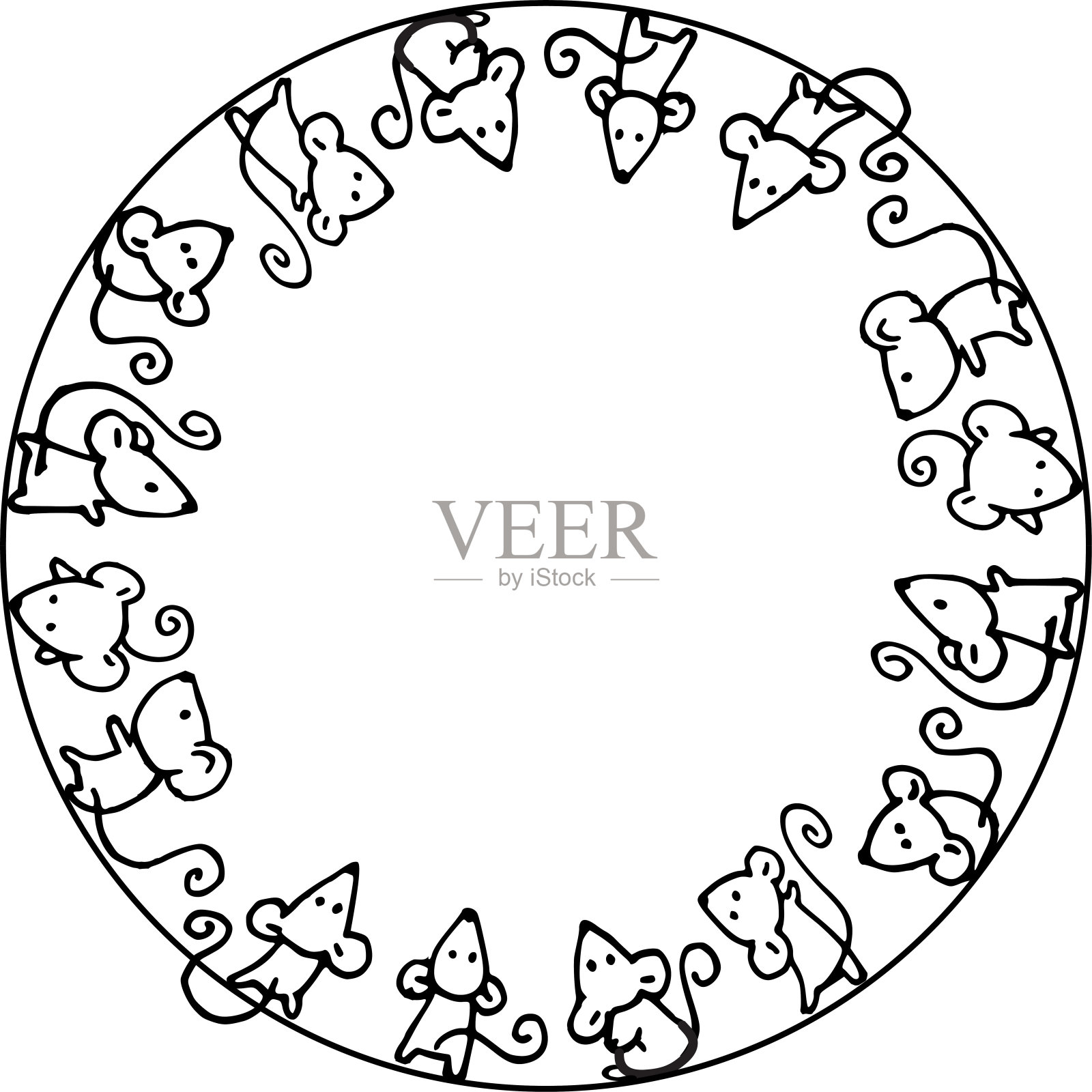 矢量卡通可爱鼠标背景边框框卡设计元素图片