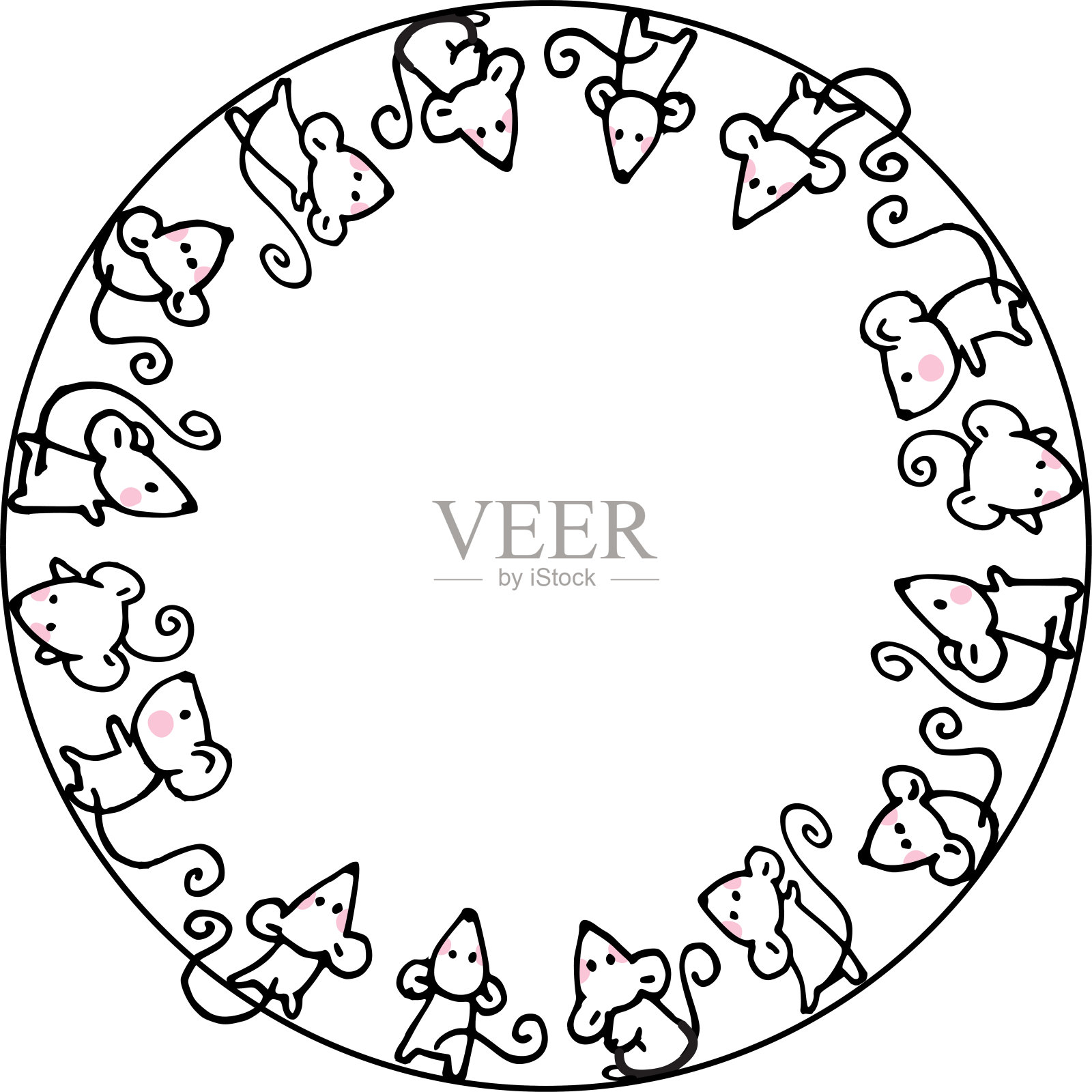 矢量卡通可爱鼠标背景边框框卡设计元素图片