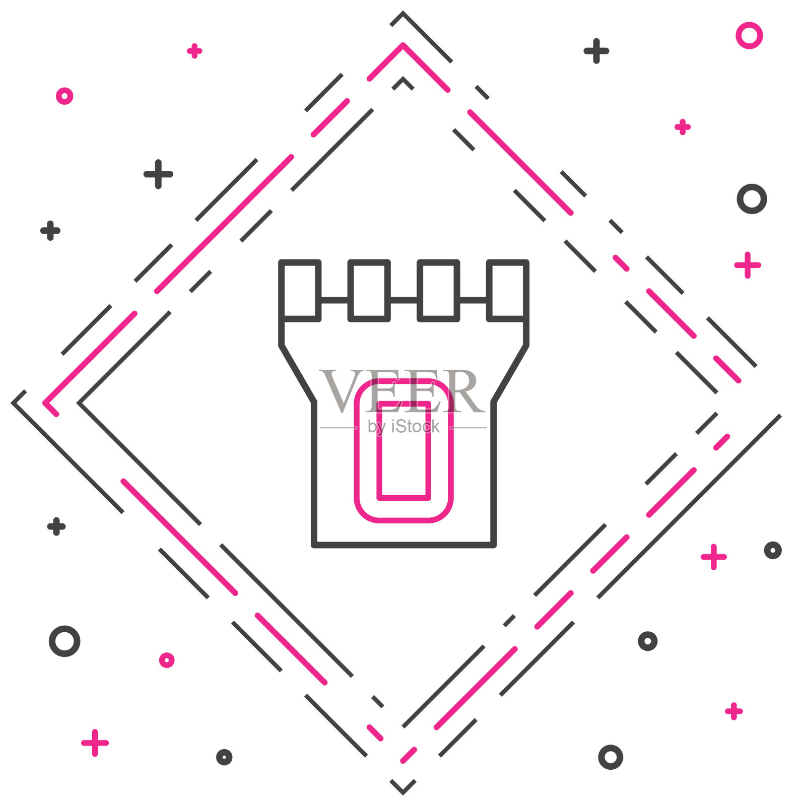 线城堡塔图标孤立在白色插画图片素材