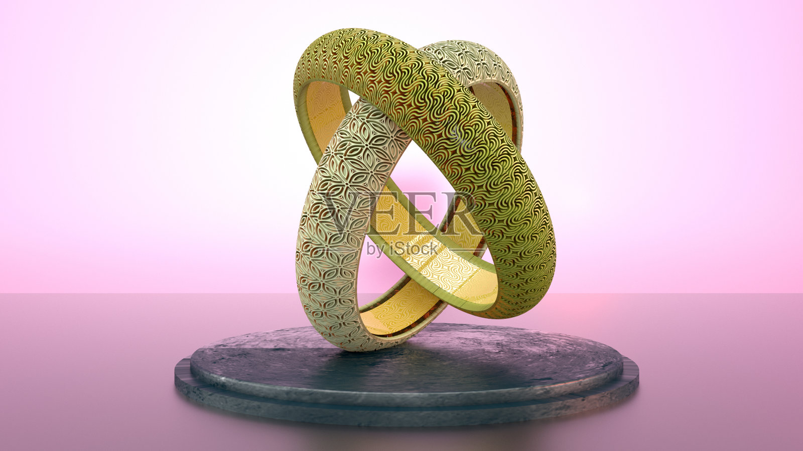 3 d渲染。金戒指设计照片摄影图片