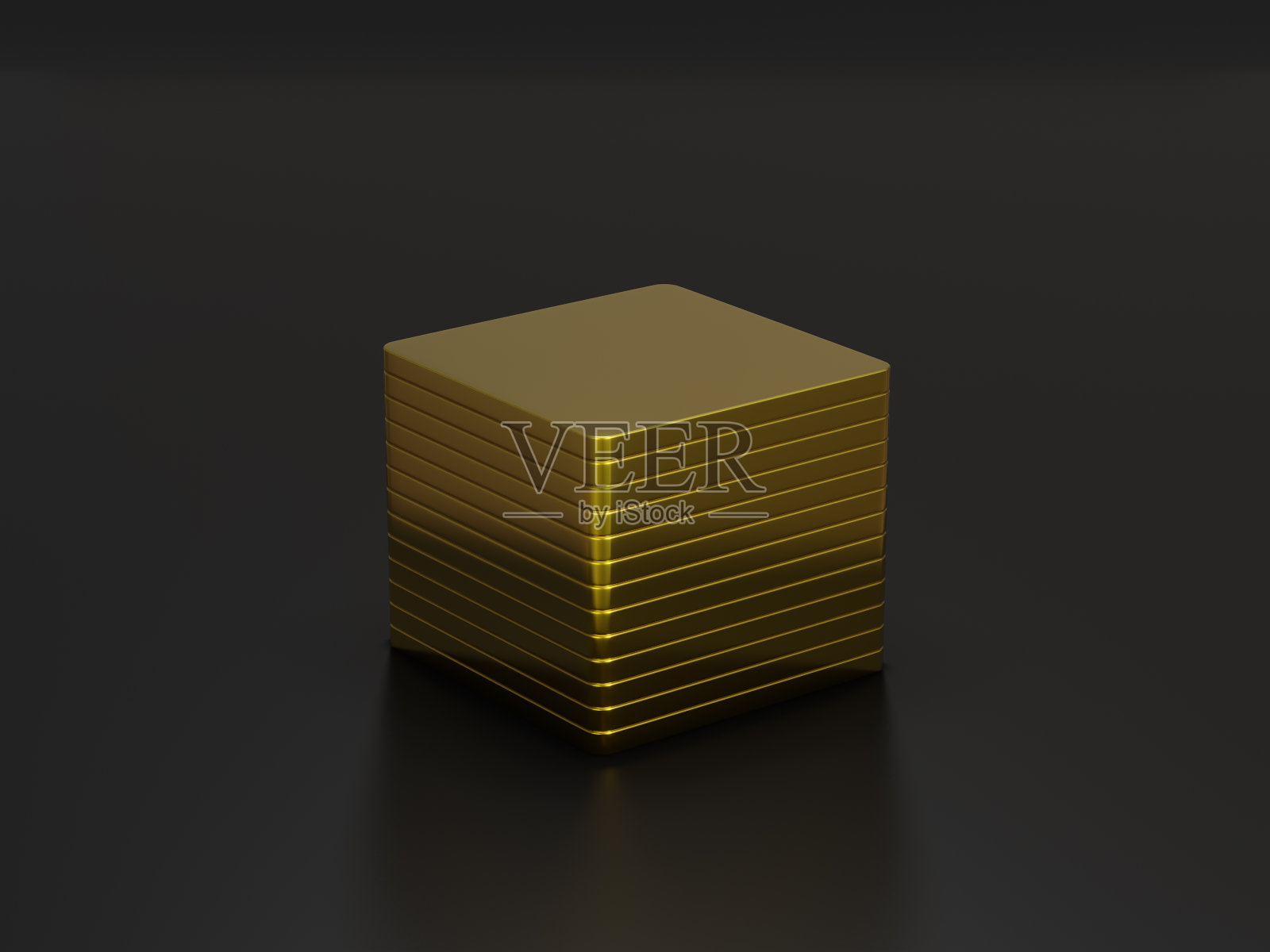 金属金锭堆叠在灰色背景3d插图照片摄影图片