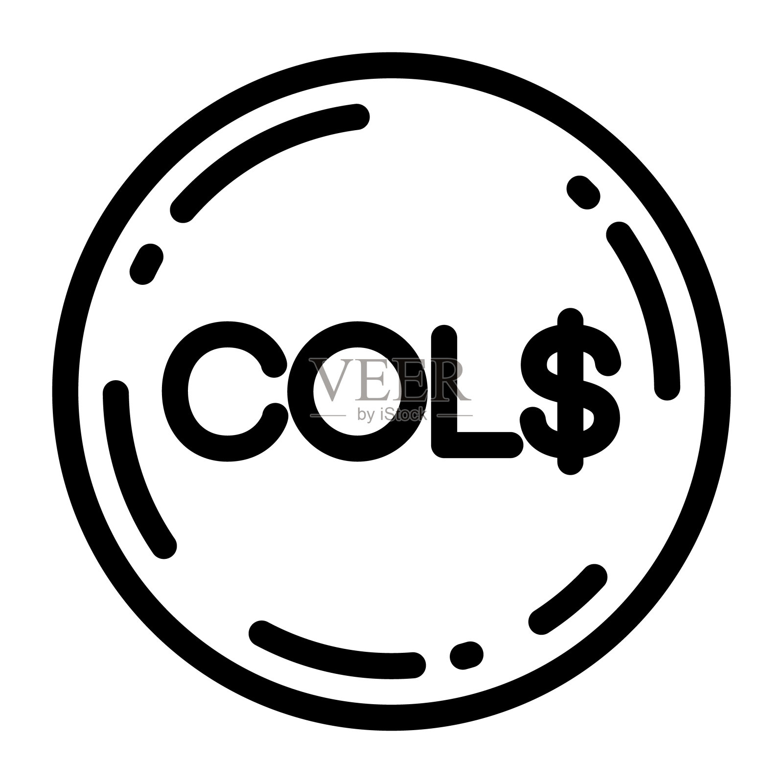 哥伦比亚比索硬币图标矢量插图设计元素图片