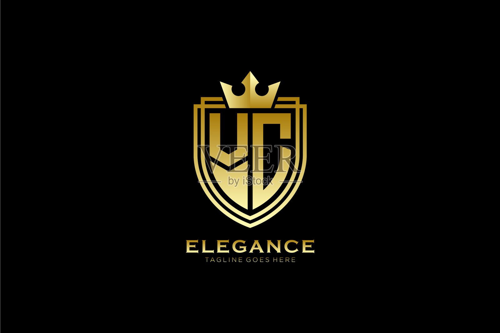 首个vc优雅的豪华字母组合标志或徽章插画图片素材