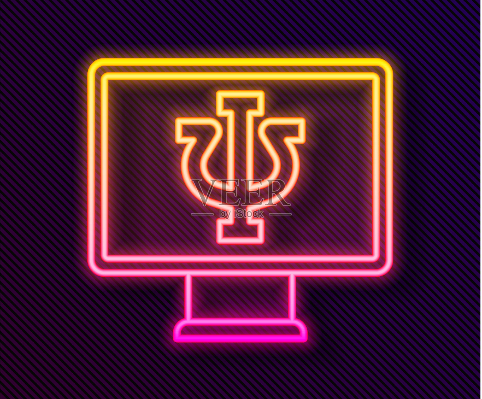 霓虹灯在线心理咨询插画图片素材