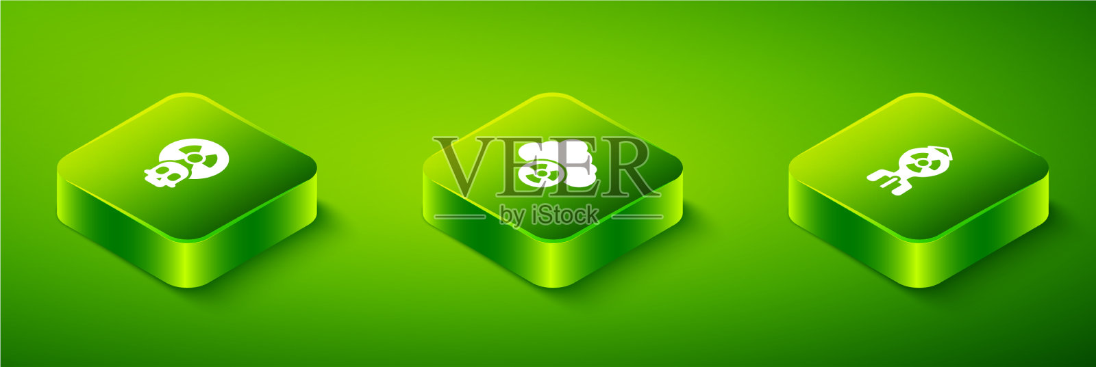 设置等距酸雨和放射性云图标素材