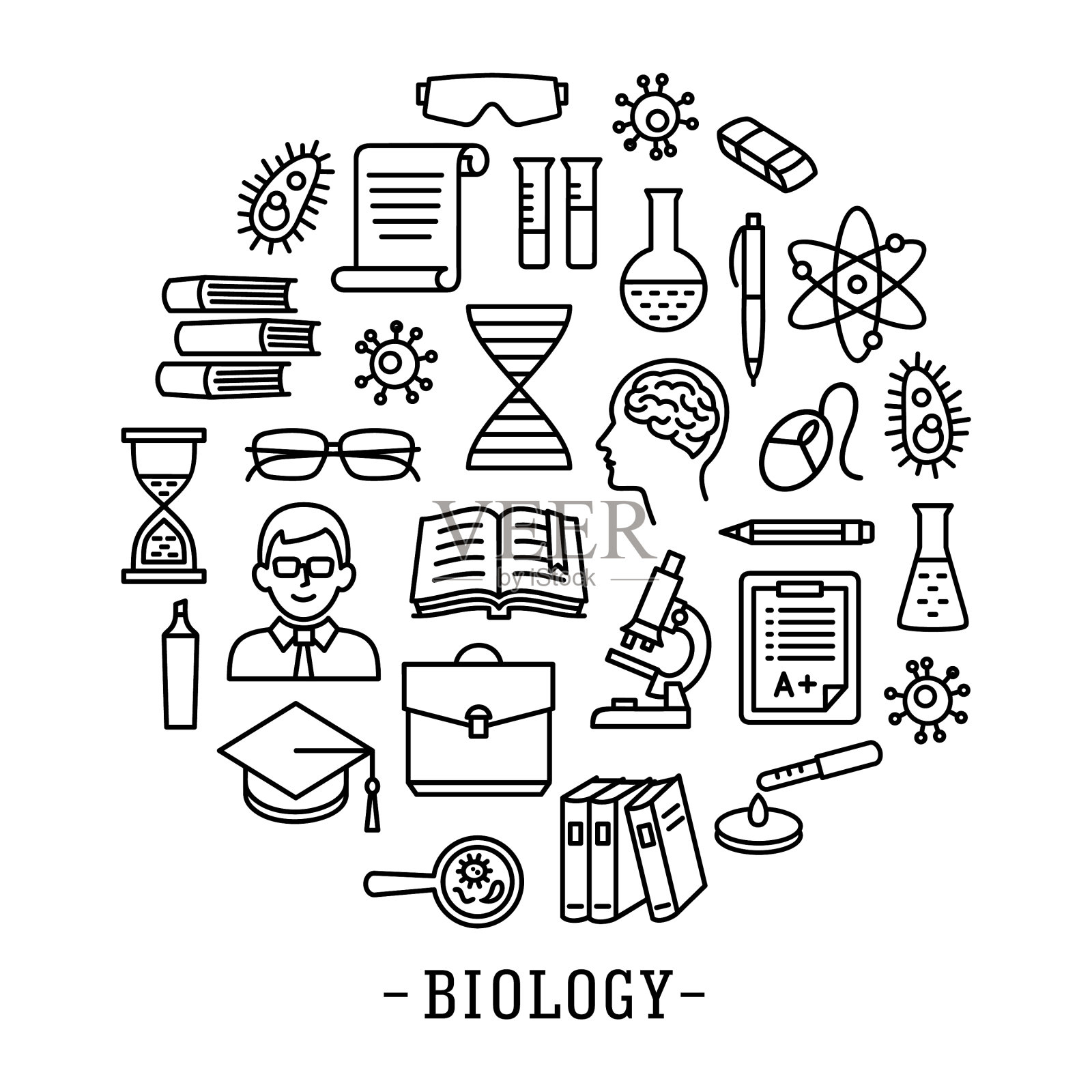 生物学校圈图标集插画图片素材