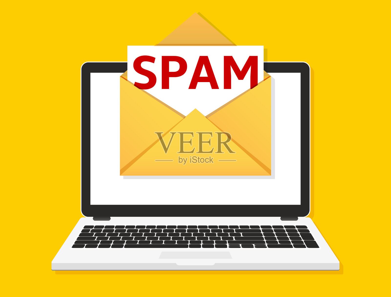 垃圾邮件信息在屏幕上的笔记本电脑插画图片素材