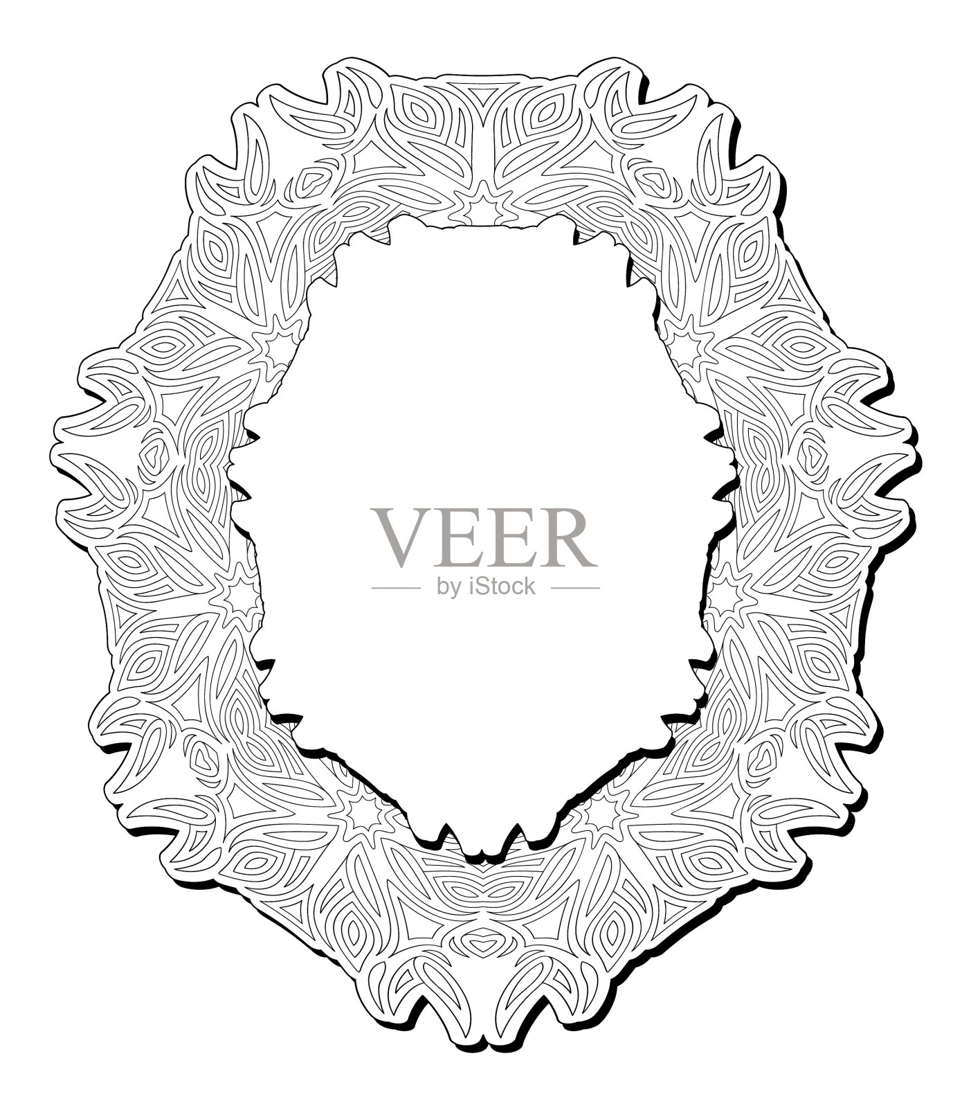 剪贴艺术的着色书与详细的框架设计元素图片