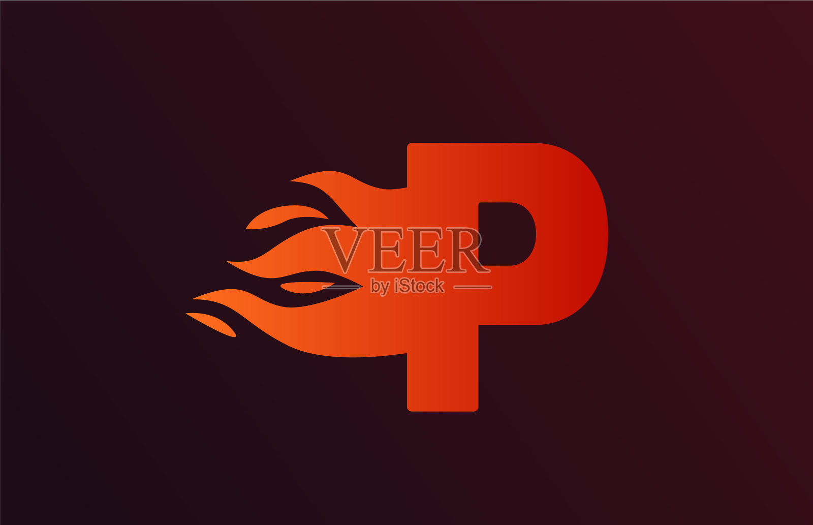 火红色火焰p字母图标插画图片素材