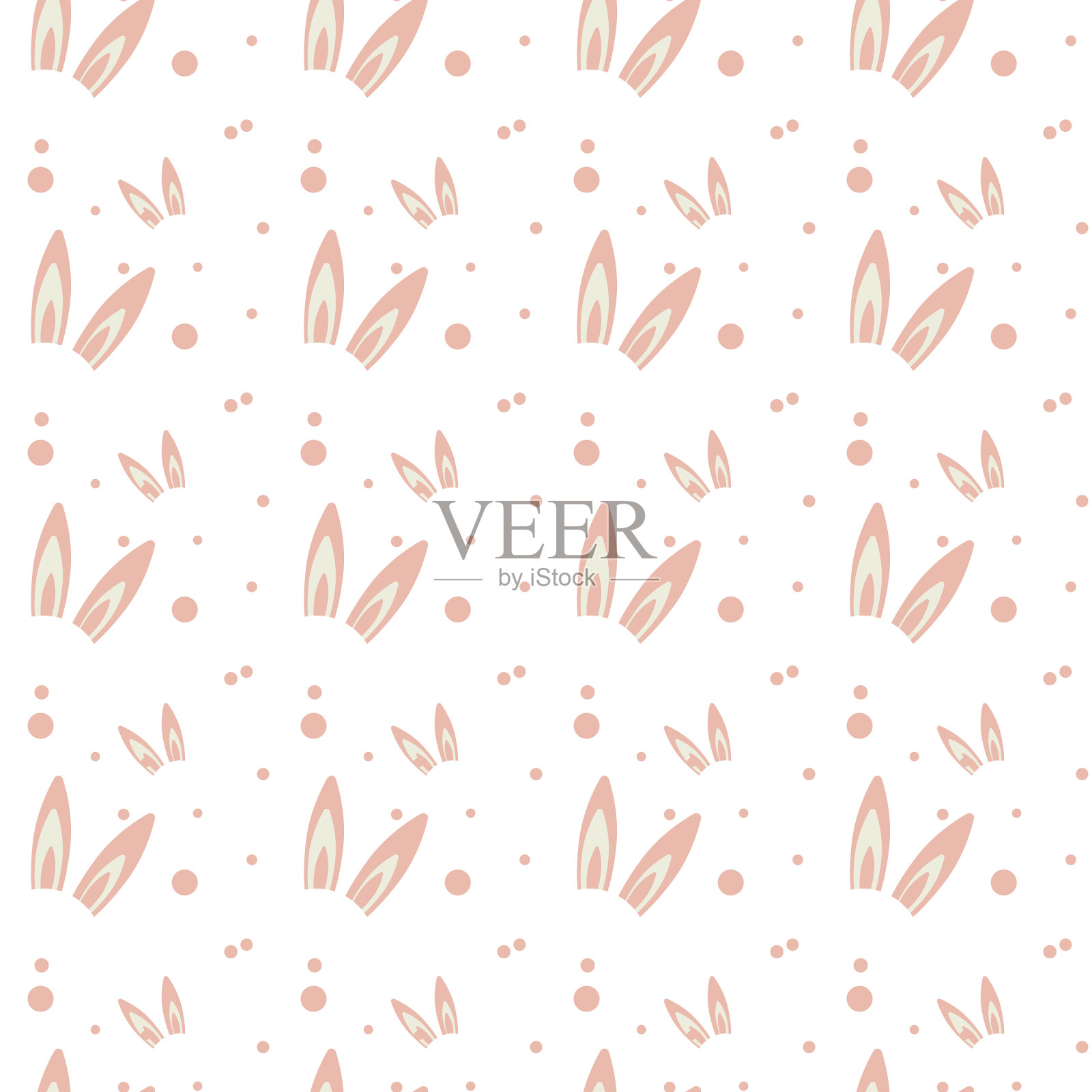 可爱的小白兔兔无缝图案小插画图片素材