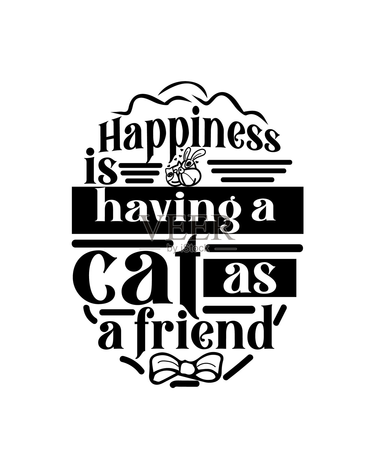 幸福就是有一只猫做朋友插画图片素材