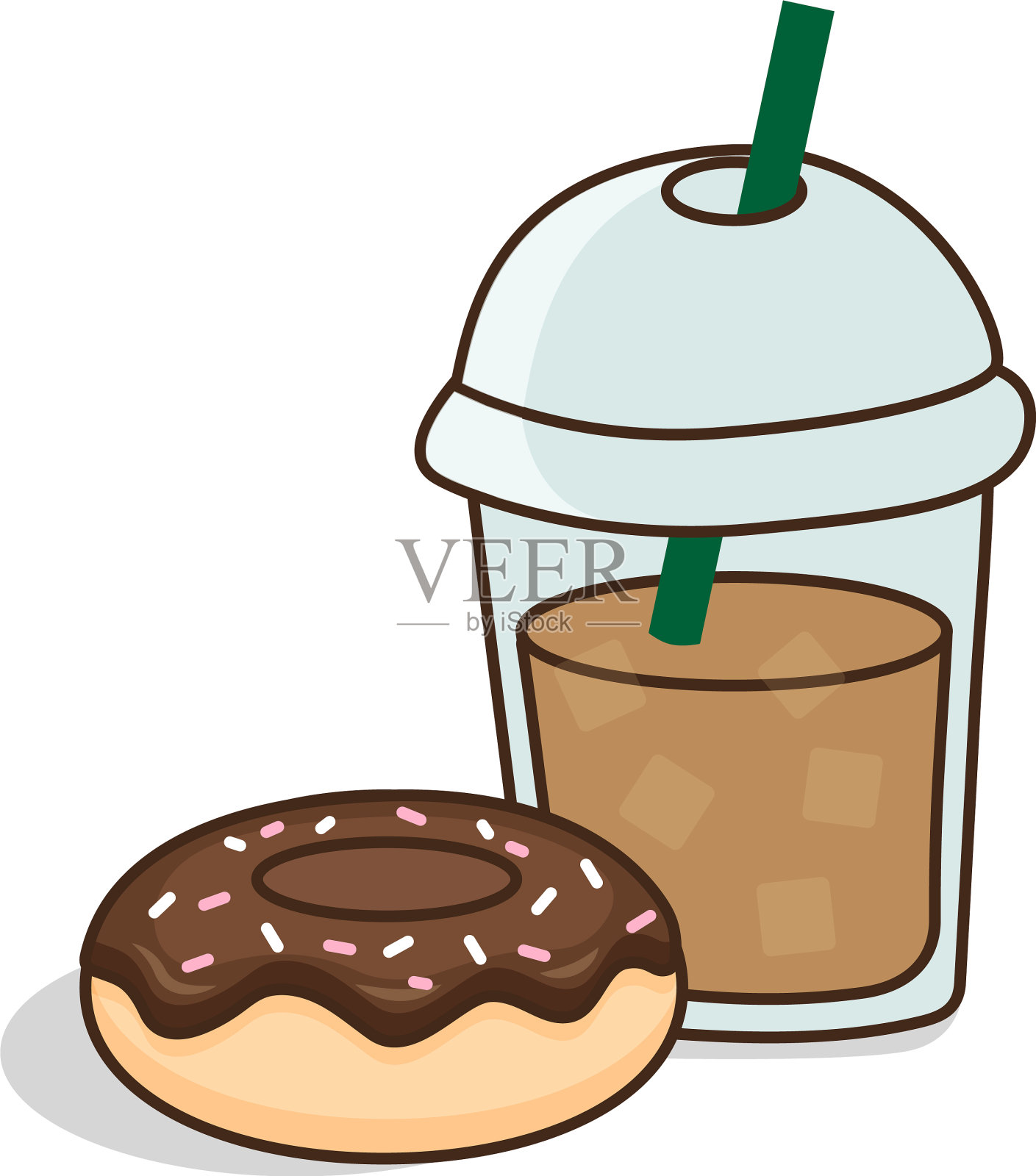 可爱的巧克力甜甜圈和设计元素图片