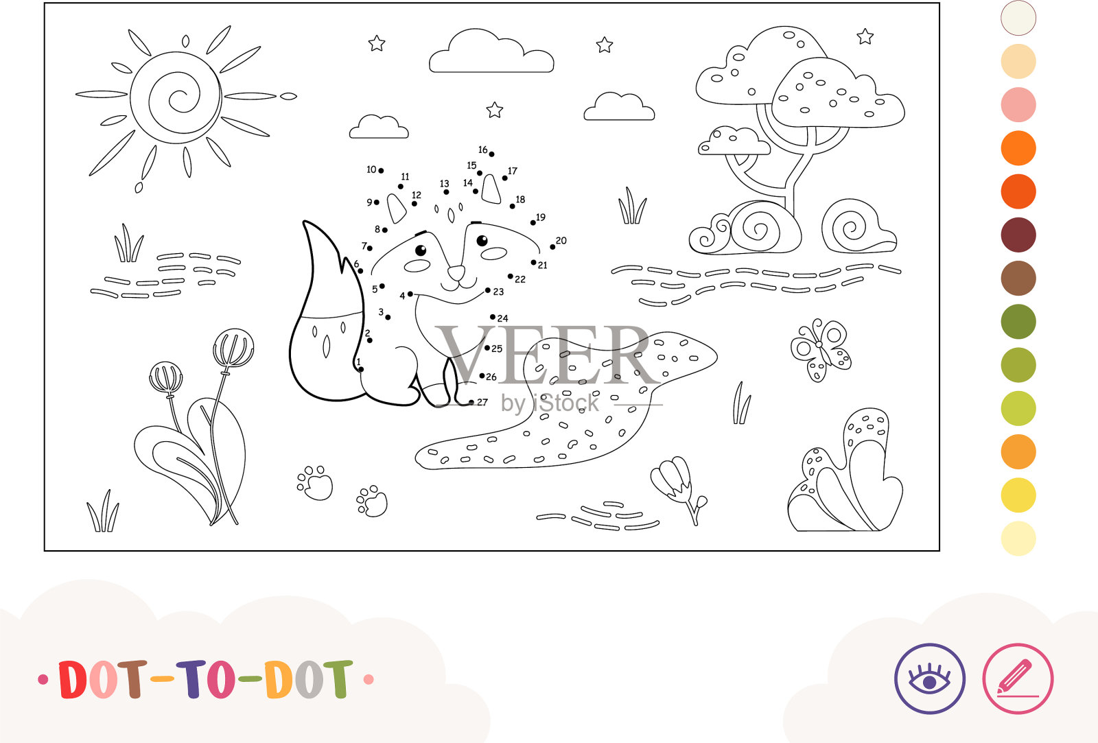 无色的点对点图像与狐狸插画图片素材