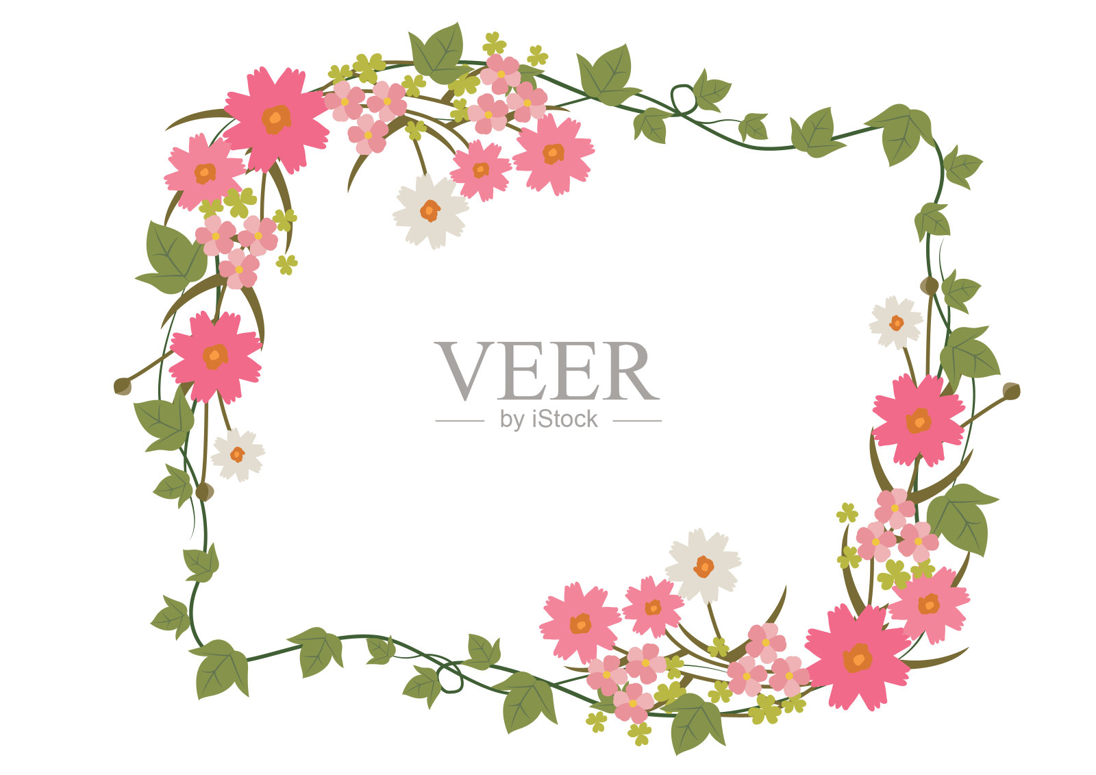 可爱的秋花frame04插画图片素材