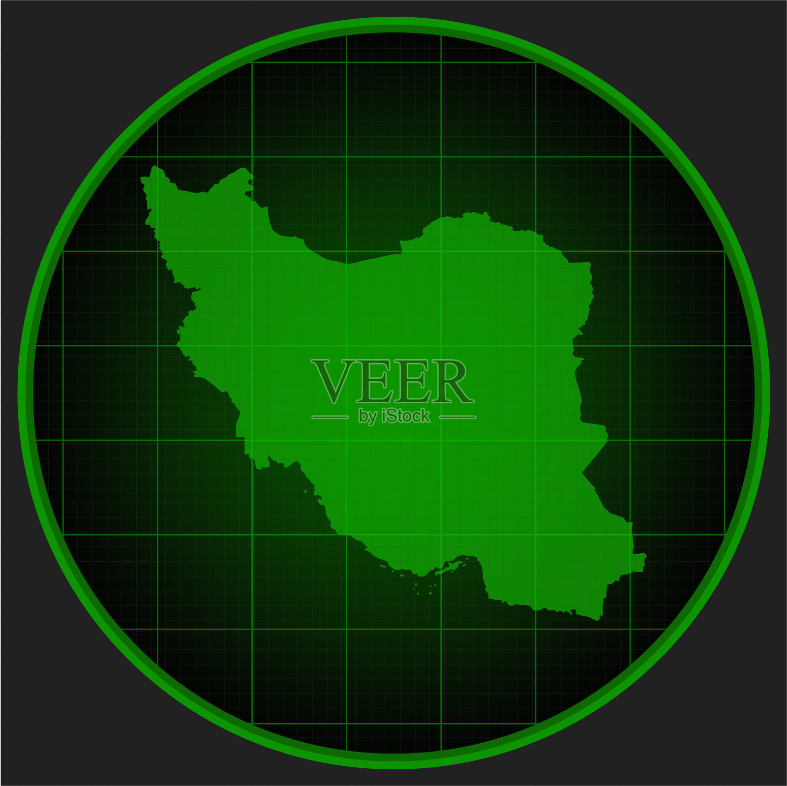 模板矢量地图勾勒伊朗在雷达上插画图片素材