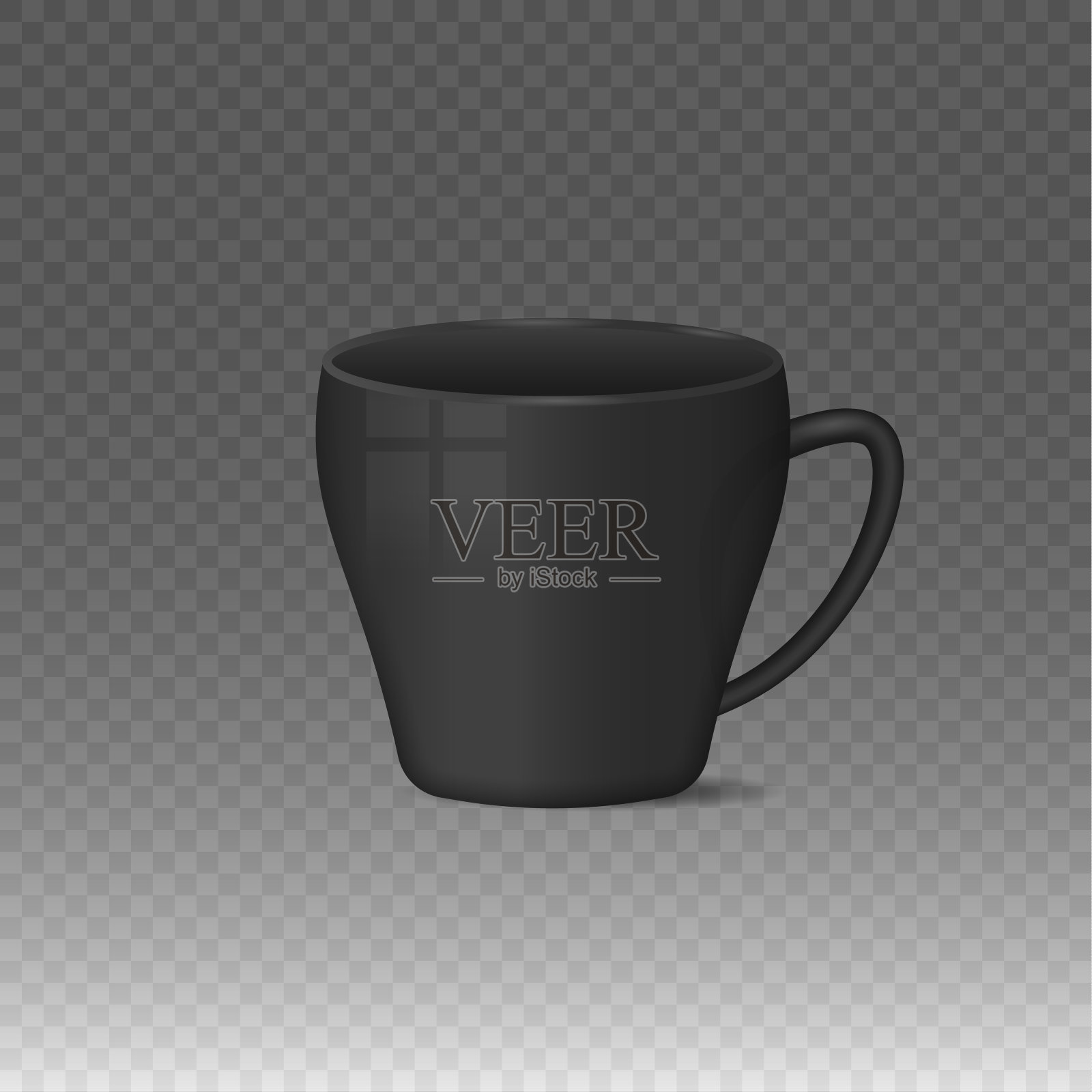 逼真的空白白色，黑色咖啡杯杯。插画图片素材