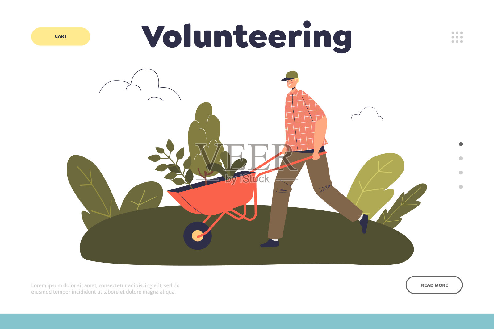 志愿登陆页面的概念与人志愿园艺植物和树木在森林插画图片素材