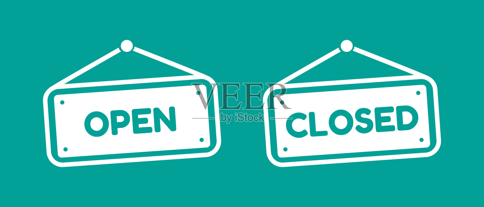 悬挂开放和关闭标志-矢量插图图标-孤立在单色背景上插画图片素材